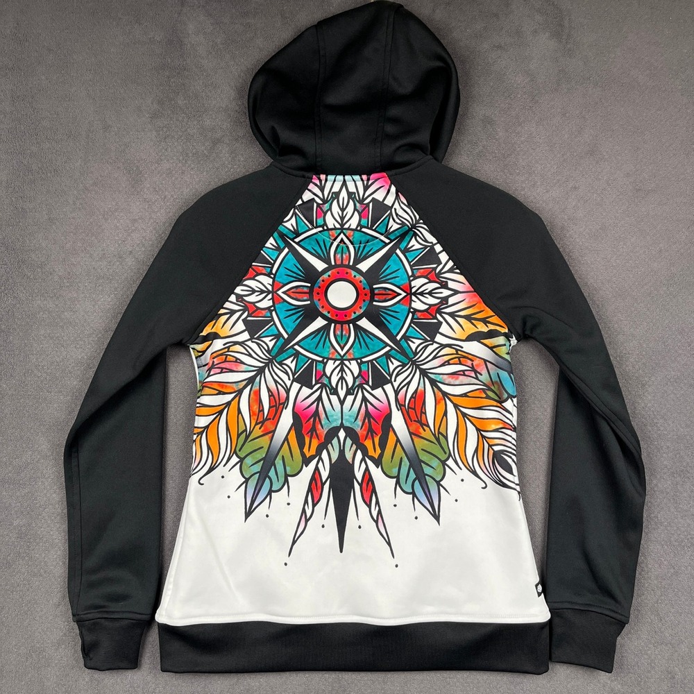 686 Cora Bonded Fleece Hoody Womens XS Black White Mandala L7WCST07